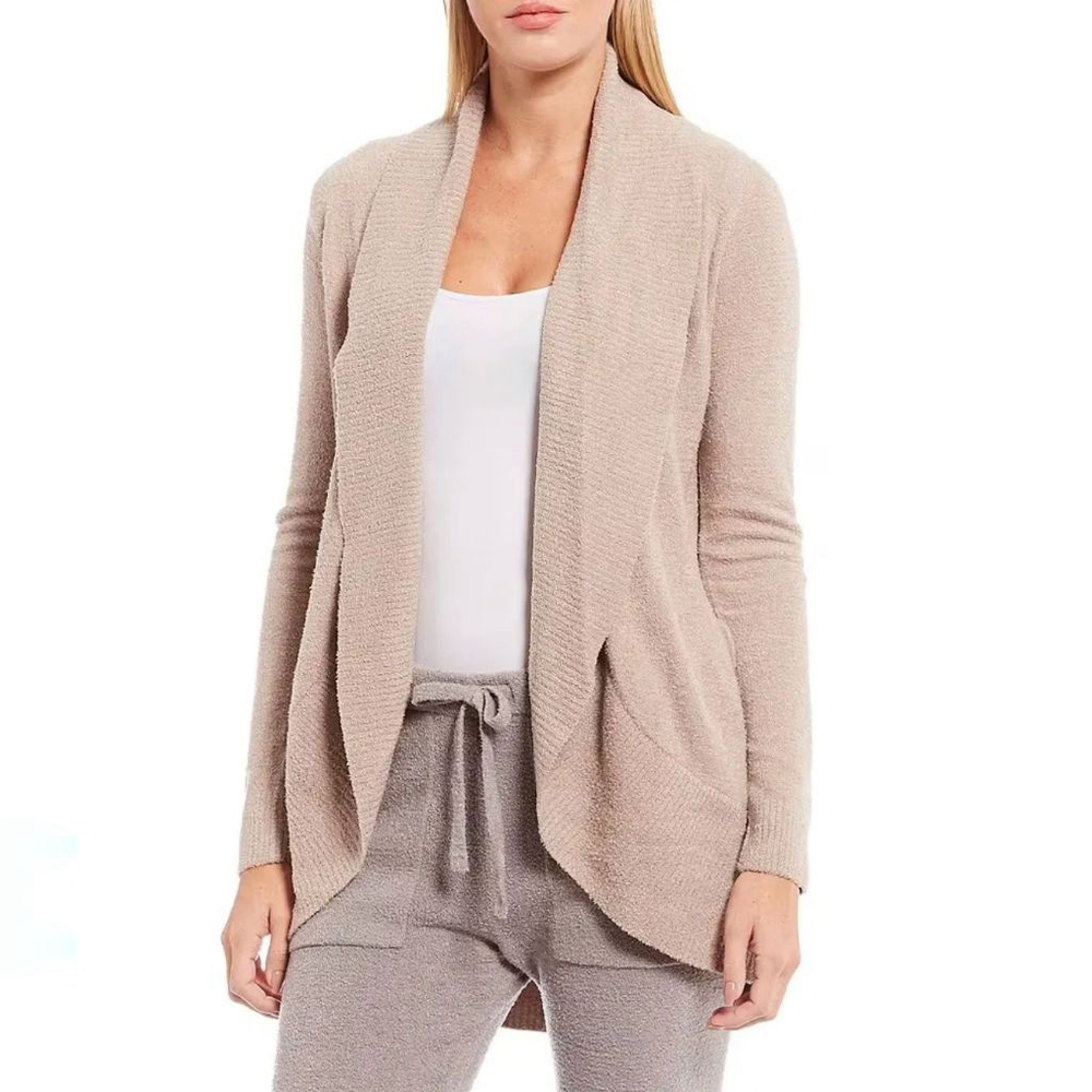 Barefoot Dreams CozyChic Lite Circle Cardi light taupe tan women's size large